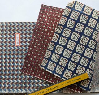 1910s Japanese Textile Sample Book Woodblock Printed Design Patterns Chintz
