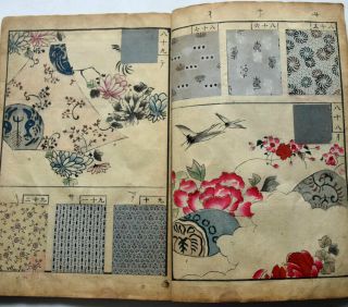 1880s Japanese Kimono Textile Design Book : 152 Stencil Printing Fabric Patterns