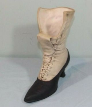 Vtg Ceramic Victorian Ladies Lace Up Boot Planter 1967 Hand Made 9.  5 "