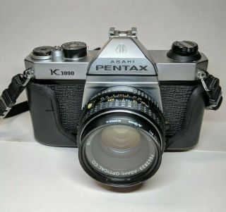 Gorgeous Asahi Pentax K1000 35mm Slr Vtg Camera With Smc Pentax - M 1:2 50mm Lens
