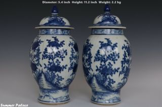 Fine Pair Chinese Blue And White Porcelain Landscape View Vases