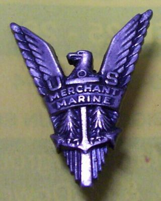 Us Merchant Marine Eagle Victory Sterling Silver Wwii Military Pin