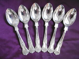 Lovely Set Of 6 Silver Plated Epns Kings Pattern Tea Spoons (b)