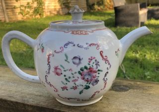 Chinese Antique Famille Rose Porcelain Teapot 18th C Qianlong 2