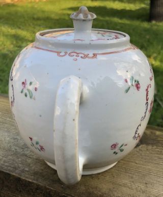 Chinese Antique Famille Rose Porcelain Teapot 18th C Qianlong 3