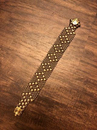 Sergio Gutierrez Liquid Metal Mesh Gold Finish Bracelet 7 1/2” Snap Closure