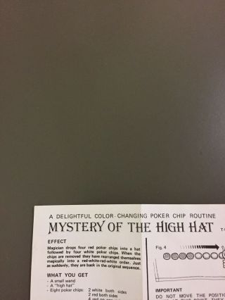 Mystery Of The High Hat - Tenyo.  Instructions Only 2