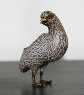 Antique Chinese Gilt Bronze Cloisonne Bird,  18th Century,  Qing Dynasty.