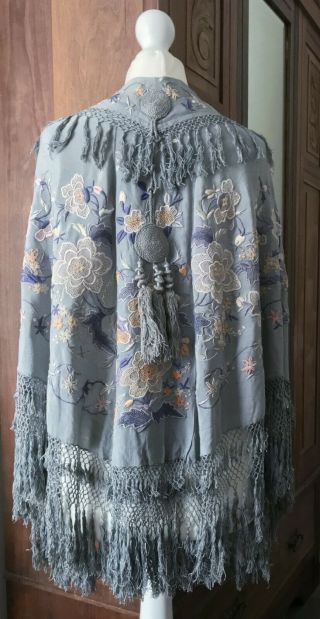 Rare Asian Antique Chinese Canton Silk Wedding Cape Embroidered High Rank 1900