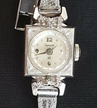 Vintage Ladies Hamilton Diamond Watch 17 Jewels 10k Rolled Plate Top