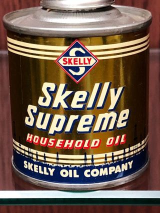 Vintage.  SKELLY.  SUPREME.  Household Oil Can 4 oz.  Never Opened. 2