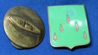 Wwii 70th Armor Regiment Di Unit Pin & Armor Tank Corps Enlisted Collar Disc