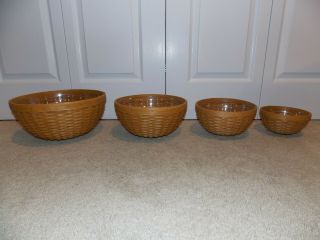 Longaberger Warm Brown Bowl Baskets (7 ",  9 ",  11 ",  13 " Hostess),  Protectors