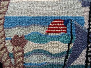 Fine Vintage CLAIRE MURRAY 100 Wool Hooked Rug Nautical Ship Old Ironsides Boat 2