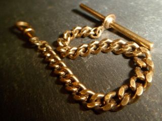 Antique Gold Plated Albert Pocket Watch Chain With Curb Chain Links
