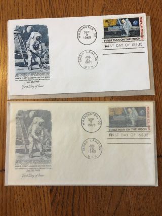 Apollo 11 Mission First Day Of Issue Stamps July 20,  1969 First Man On The Moon