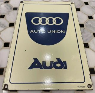 Vintage Audi Union Porcelain Dealership Sign Advertising Porsche Auto Vw Volvo
