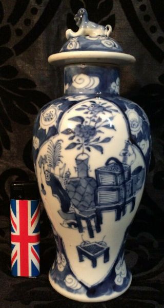 Good Antique Chinese Blue And White Porcelain Vase Kangxi Mark Qing Dy C1900