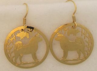 Akita Jewelry Gold Dangle Earrings By Touchstone Dog Designs