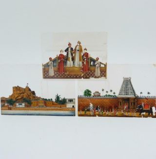 Group Of Three Indian Paintings On Mica,  Late 19th Century