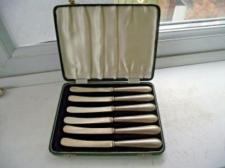 Antique 1907 Sterling Silver Hallmarked Handle Set Of 6 Dessert Knives