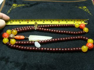 Chinese Tibetan Buddhist Bodhi Mala Necklace [ Jade.  Coral.  Agate ]