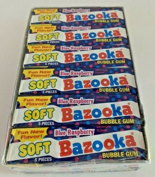 Vintage Bazooka Bubble Gum Soft,  Blue Raspberry,  Store Counter Display,  18 Packs