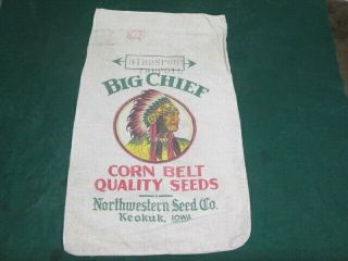 Big Chief Corn Belt Quality Seeds Keokuk Iowa Indian Chief Old Seed Sack