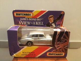 1985 Matchbox James Bond 007”a View To A Kill” Rolls Royce Silver Cloud Ii,  Boxed