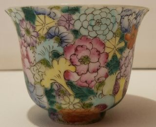 VERY FINE ANTIQUE CHINESE PORCELAIN MILLEFIORI FAMILLE ROSE BOWL SIGNED 3
