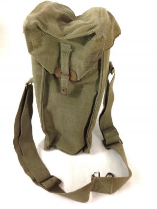 Vintage Ammo Bag,  Canvas And Leather Bag,  Canvas Shoulder Military Bag A17