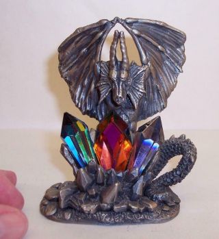 Vintage Dragon Of The Ice Crystals Solid Pewter Figure Onament Myths & Magic