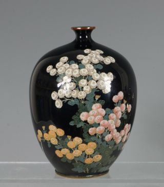 Japanese Silver Wire Cloisonne Vase Meiji 19thc