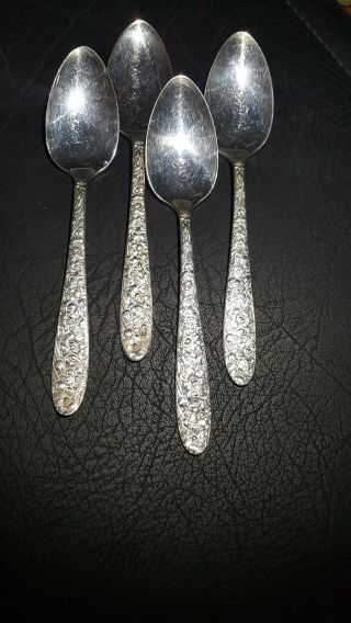 Set Of (4) National Silver Co Repousse Tablespoons,  1935 Narcissus Antique