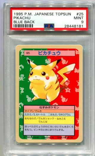 Japanese Pokemon Card 1995 Topsun 025 Pikachu Blue Back Psa 9