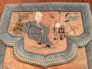 Antique Chinese Hand Embroidered Silk Scent Pouch Purse/Bag 3