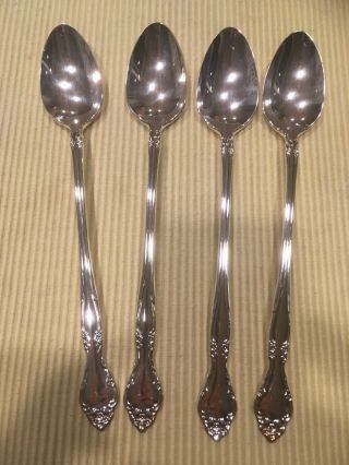 (4) Oneida Affection Silverplate Tall Drink/iced Tea Spoons,  Set Of 4
