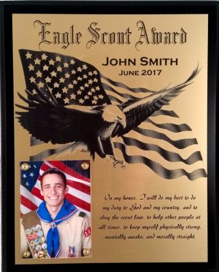 Eagle Scout Award - Laser Engraved Plaque,  Personalized With Name And Date