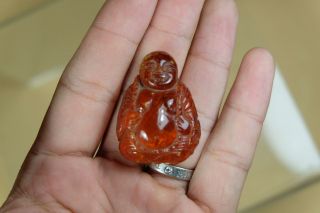 Old Chinese Hand Carved Amber Buddha.
