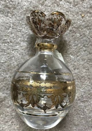 Royal Limited Gold Gilt 24 Full Lead Crystal Perfume Bottle Hand Painted Italy