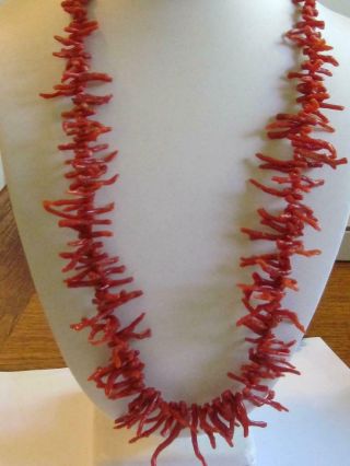 Vintage Art Deco Salmon Branch Coral Necklace 24 Inches