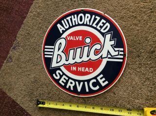 Authorized Buick Service Sign - Approx 11 1/4 " - 1986 - Porcelain