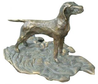 Brass Dog Figurine Sculpture Pointer Weimaraner Metal Doggy Puppy Statue Vintage
