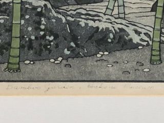 Toshi Yoshida Japanese Woodblock Print - Bamboo Garden Hakone Museum - Signed 3