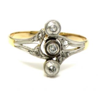 Nyjewel Estate Art Deco 14k Two Tone Gold Diamond Ring Size 8