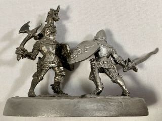 Vintage Models Pewter Knights With Swords & Shields Figurine Ray Lamb 1982 1.  5 " T