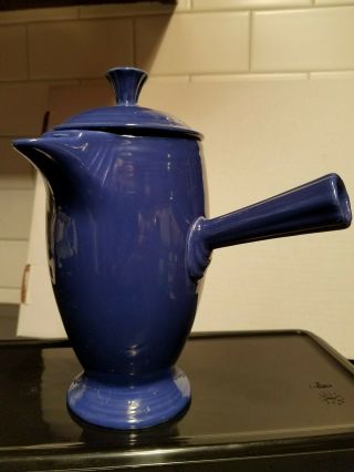 Vintage 1936 Cobalt Blue Fiesta Demitasse Stick Handle Coffee Pot With Lid