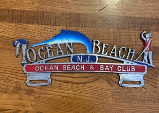 License Plate Topper Vintage - Ocean Beach - N.  J.  - Ocean Beach & Bay Club