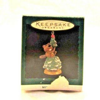Hallmark Keepsake Miniature Ornament Just My Size Beaver And Christmas Tree