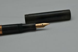 Lovely Rare Vintage Waterman’s 52 Fountain Pen Black Hr & 9ct Gold Bands Flexy